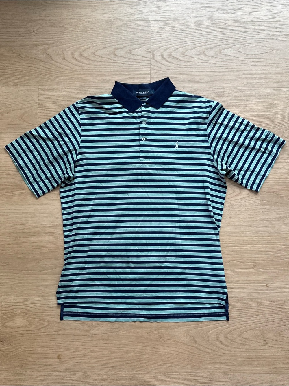 Ralph Lauren Size Medium Polo Striped Short-Sleeve Shirt - Navy and Green